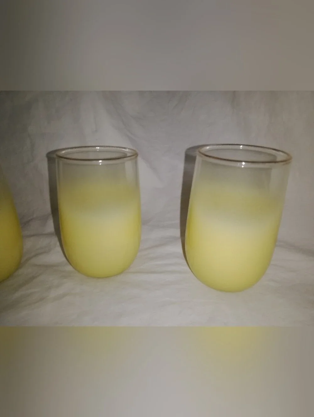 Vintage Blendo Yellow Frosted Juice Glasses Mid Century Set Of 3 MCM Drinkware